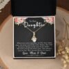 To Our Daughter, Love Mom & Dad – Alluring Beauty Necklace with a heartfelt message card is the best gift for your beloved daughter on her birthday, graduation, wedding, Christmas, and more.