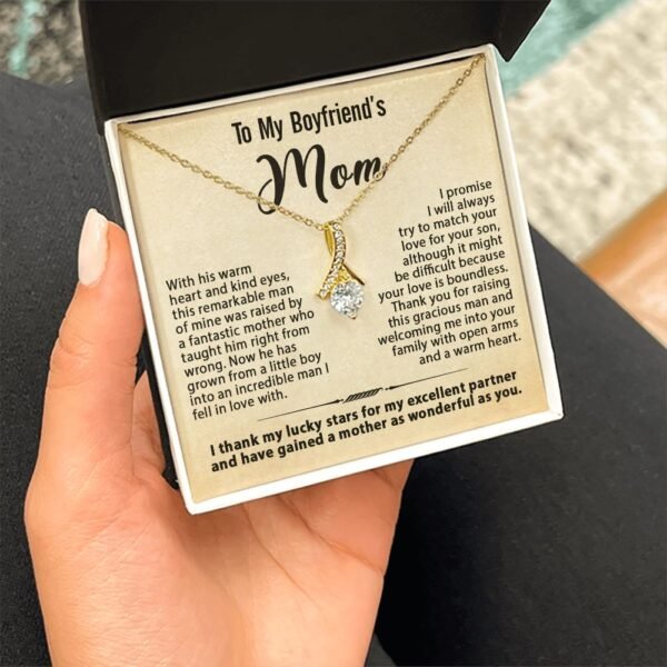 Gift For Boyfriend's Mom - To My Boyfriend's Mom Necklace, Mother's Day Birthday Ideas, Love Knot Jewelry Message Card For BF's Mother #e261 - Image 14