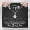 To Our Daughter, Love Mom & Dad – Alluring Beauty Necklace with a heartfelt message card is the best gift for your beloved daughter on her birthday, graduation, wedding, Christmas, and more.