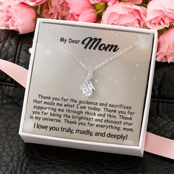 To My Mom Necklace, Mother's Day Birthday Gift Ideas From Daughter & Son, Poem Message Card Alluring Beauty Pendant Jewelry Presents For Her #e243b - Image 7