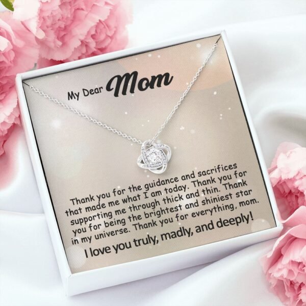 To My Mom Necklace, Mother's Day Birthday Gift Ideas From Daughter & Son, Poem Message Card Love Knot Pendant Jewelry Presents For Her #e242b - Image 8
