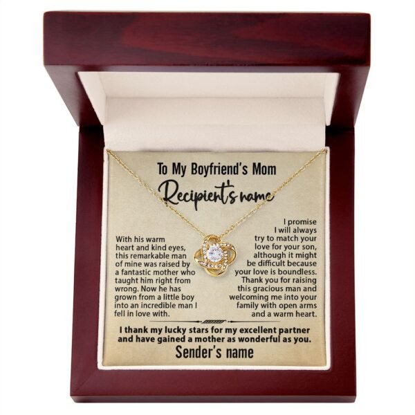 Gift for Boyfriend's Mom, To My Boyfriend's Mom Necklace Personalized, Mother's Day Birthday & Xmas Ideas, Custom Beige - Love Knot #e275 - Image 4