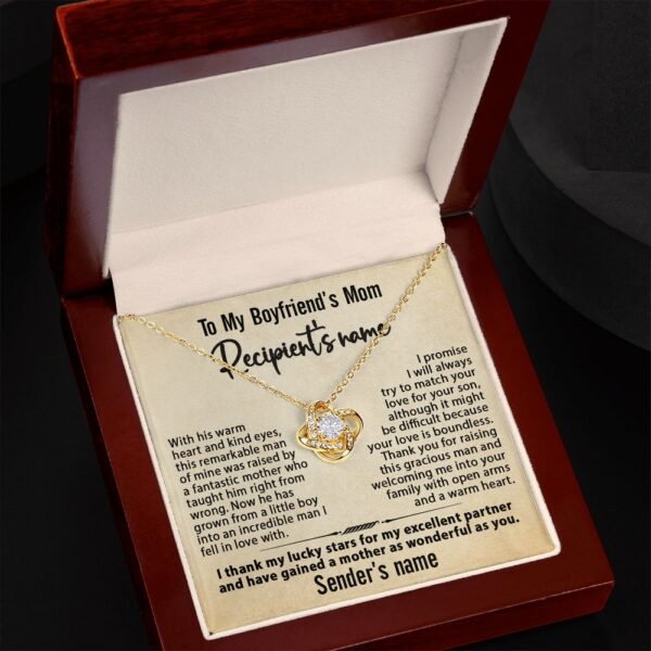Gift for Boyfriend's Mom, To My Boyfriend's Mom Necklace Personalized, Mother's Day Birthday & Xmas Ideas, Custom Beige - Love Knot #e275 - Image 5