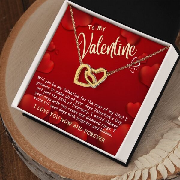 Best Gifts For Her - To My Valentine Necklace - By my Valentine for the rest of my life - Interlocking Hearts #e224 - Image 3