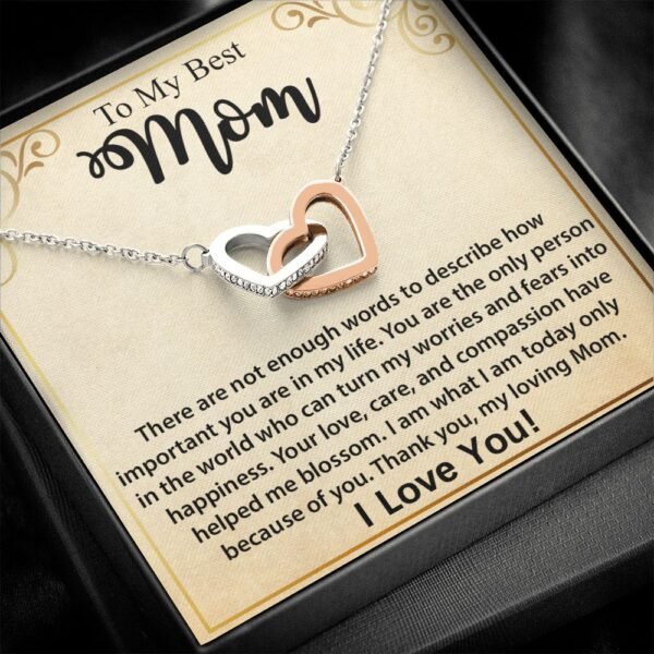 To My Mom Necklace, Mother's Day Birthday Gift Ideas From Daughter & Son, Poem Message Card Interlocking Harts Pendant Jewelry Presents For Her #e252 - Image 8