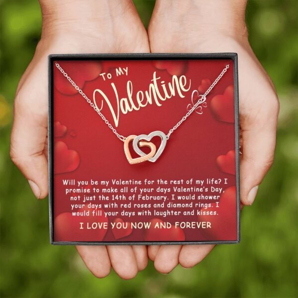 Best Gifts For Her - To My Valentine Necklace - By my Valentine for the rest of my life - Interlocking Hearts #e224 - Image 12