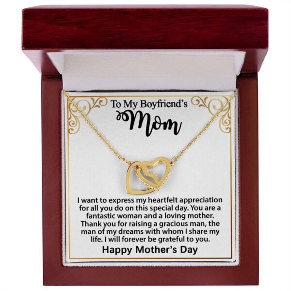 Gifts for Boyfriend's Mom, To My Boyfriends Mom Necklace Gifts, Mother's Day Gift Birthday Christmas Ideas For BF's Mom, Interlocking Heart Pendants #e271 - Image 6