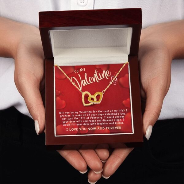 Best Gifts For Her - To My Valentine Necklace - By my Valentine for the rest of my life - Interlocking Hearts #e224 - Image 10