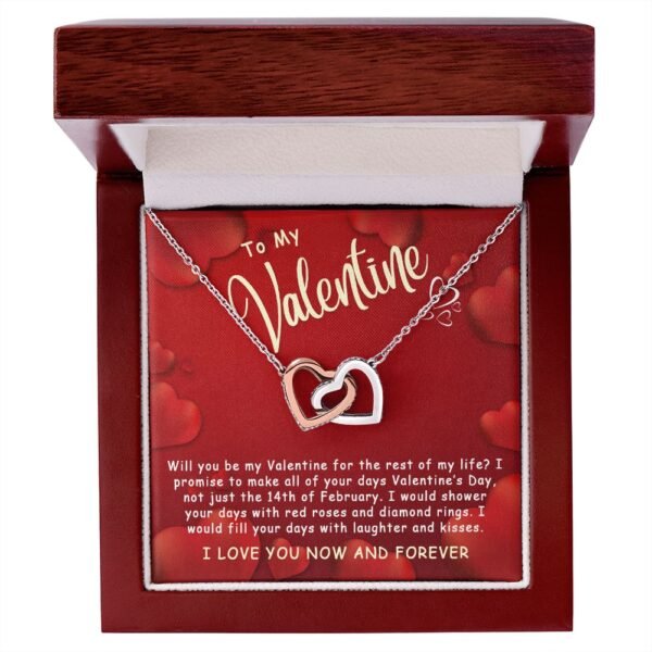 Best Gifts For Her - To My Valentine Necklace - By my Valentine for the rest of my life - Interlocking Hearts #e224 - Image 4