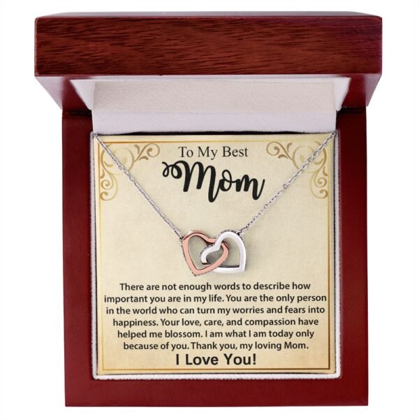 To My Mom Necklace, Mother's Day Birthday Gift Ideas From Daughter & Son, Poem Message Card Interlocking Harts Pendant Jewelry Presents For Her #e252 - Image 4