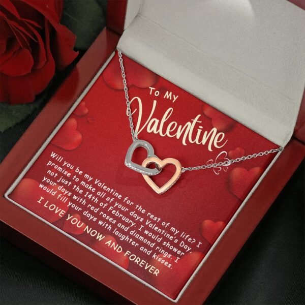 Best Gifts For Her - To My Valentine Necklace - By my Valentine for the rest of my life - Interlocking Hearts #e224 - Image 9