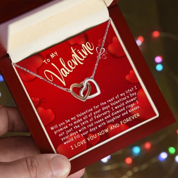 Best Gifts For Her - To My Valentine Necklace - By my Valentine for the rest of my life - Interlocking Hearts #e224 - Image 5