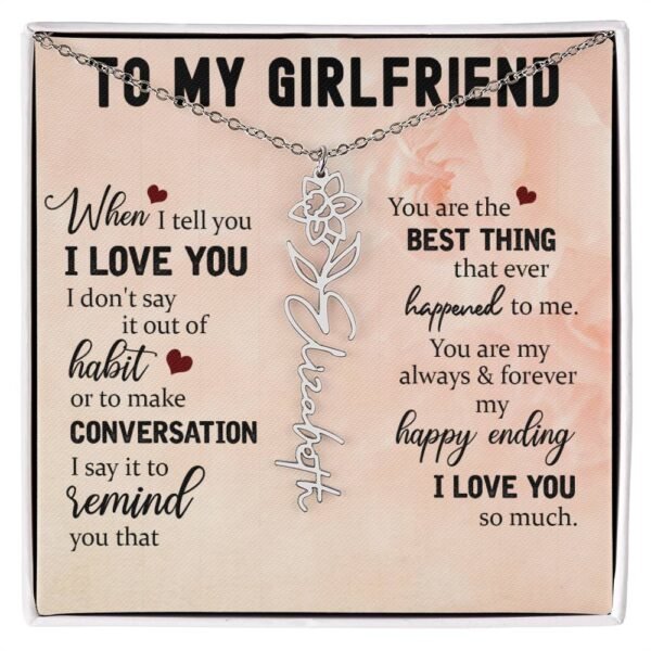 Custom Flower Name Necklace For Girlfriend #e322 - Image 4