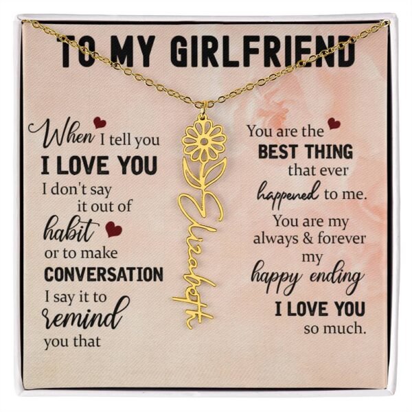 Custom Flower Name Necklace For Girlfriend #e322 - Image 16