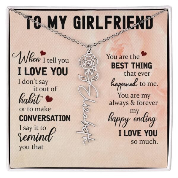 Custom Flower Name Necklace For Girlfriend #e322 - Image 7