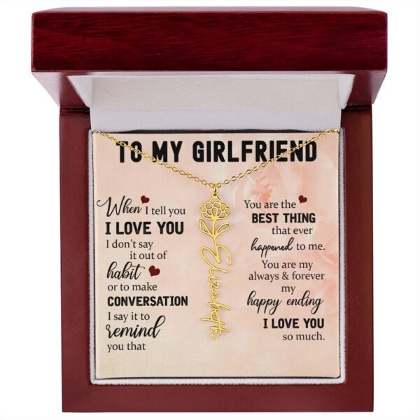 Custom Flower Name Necklace For Girlfriend #e322 - Image 47