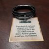 Cross Leather Bracelet - Custom Message Card Jewelry - Jewelry Inns