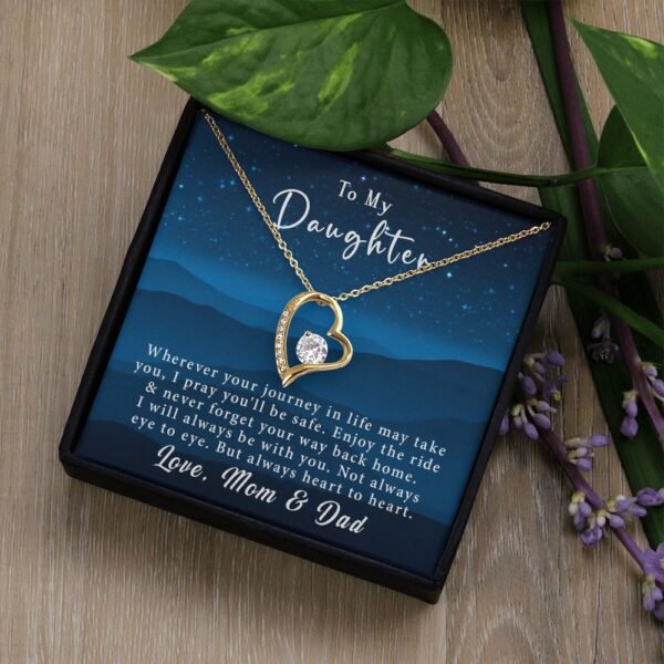To My Daughter Forever Love Necklace Gift From Mom & Dad - Always heart to heart #e221 - Image 6