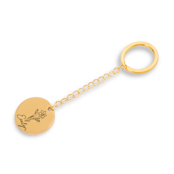 Personalized Birth Flower & Name Keychain - Image 2