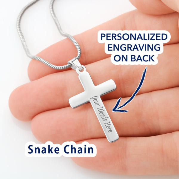 To My Boyfriend Personalized Cross Necklace Snake Chain Style - Beautiful melody of life #e214b - Image 2